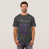 Lila Merry & Bright & Jolly Typografie Männer T-Shirt (Vorne ganz)