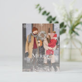 Lila Merry und Bright Schneeflocken Weihnachten Fo (Stehend Vorderseite)