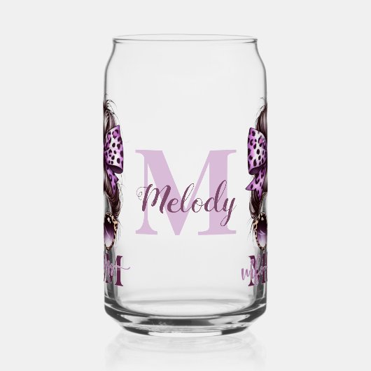 Lila Messy Bun Mama Ehefrau Boss Dosenglas (Links)