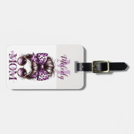 Lila Messy Bun Mama Ehefrau Boss Gepäckanhänger