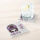 Lila Messy Bun Mama Ehefrau Boss Glasuntersetzer (Schrägansicht)