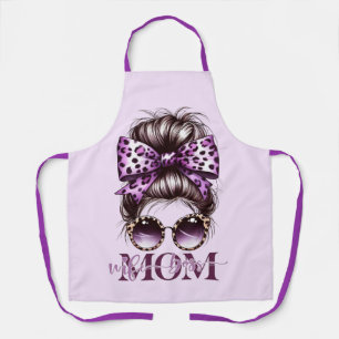 Lila Messy Bun Mama Ehefrau Boss Schürze
