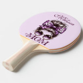 Lila Messy Bun Mama Ehefrau Boss Tischtennis Schläger (Vorderseite)