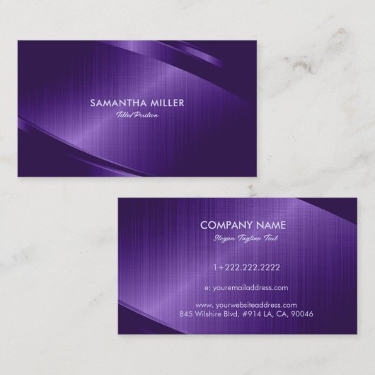 Lila Metallbelag aus Aluminium Visitenkarte (Vorne/Hinten)