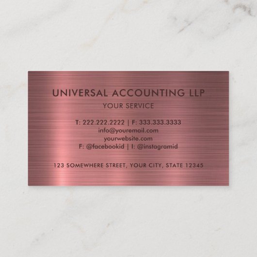 Lila Metalldesign im benutzerdefinierten Rosa, Ber Visitenkarte (Rückseite)