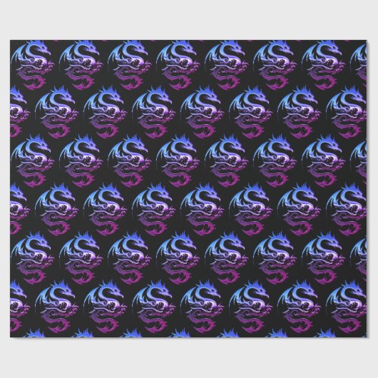 Lila Metalldrache Geschenkpapier (Flach)