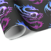 Lila Metalldrache Geschenkpapier (Rolleneckpunkt)