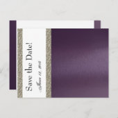 Lila Metalle und Silber Save the Date Ankündigungspostkarte (Vorne/Hinten)