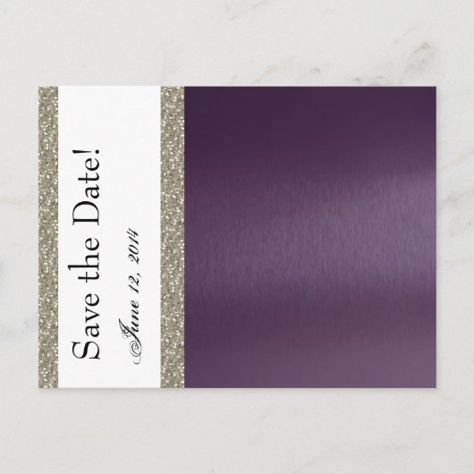 Lila Metalle und Silber Save the Date Ankündigungspostkarte (Vorderseite)