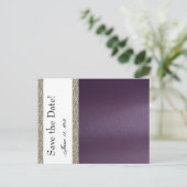 Lila Metalle und Silber Save the Date Ankündigungspostkarte (Stehend Vorderseite)