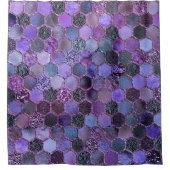 Lila Metallfolien-Glitzerbienenwabenluxusmuster Duschvorhang (Vorderseite)
