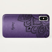 Lila Metallic Background Black Mandala Case-Mate iPhone Hülle (Rückseite (Horizontal))