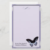 Lila Metallic Butterfly Briefpapier (Vorne/Hinten)