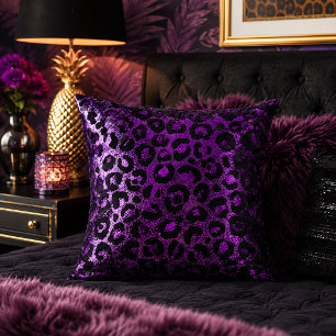 Lila Metallic Leopard Print Tiermuster Kissen