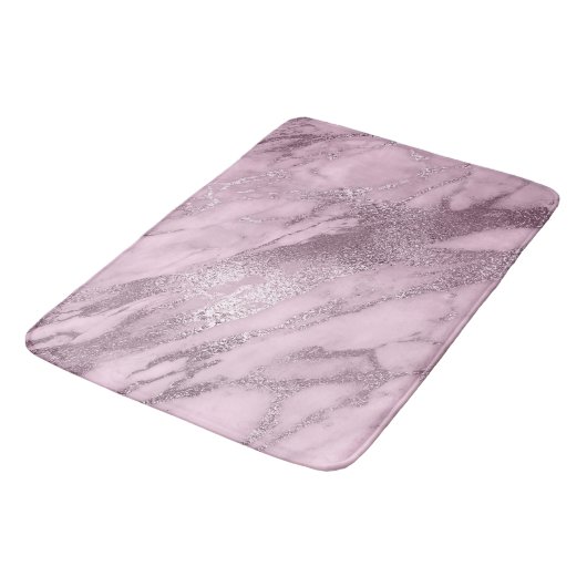 Lila Metallic Lilac Mauve Marble Stone Metallic Badematte (Schrägansicht)