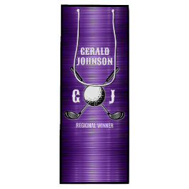 Lila Metallic Lines Golf Monogram Design Geschenktüte Für Weinflaschen