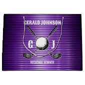 Lila Metallic Lines Golf Monogram Design Große Geschenktüte (Vorderseite)