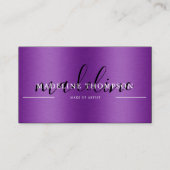 Lila Metallic-Pinselstrich, Script QR-Code Visitenkarte (Vorderseite)