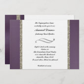 Lila metallische und silberne Abendessen-Einladung Einladung (Vorne/Hinten)