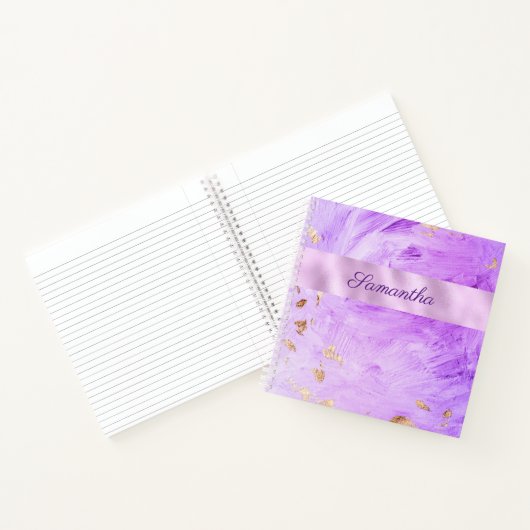Lila, metallischer, Abstrakter Name Notizblock (Innenseite)