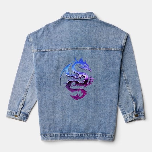 Lila Metallischer Drache Jeansjacke (Rückseite)