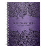 Lila metallischer Hintergrund mit schwarzer Spitze Notizblock (Vorderseite)