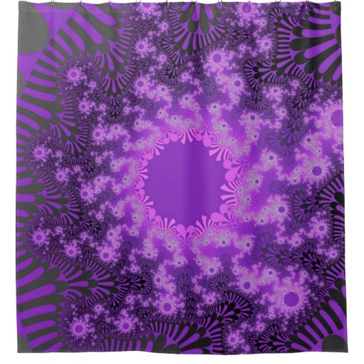 Lila metallischer Sunburst Duschvorhang (Vorderseite)