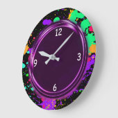 Lila, metallisches Aussehen, Neoneffekt, Wall-Uhr Große Wanduhr (Winkel)