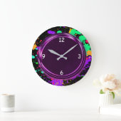 Lila, metallisches Aussehen, Neoneffekt, Wall-Uhr Große Wanduhr (Zuhause)