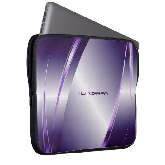 Lila, metallisches, glattes Stahlmuster Laptopschutzhülle (Vorne Rechts)