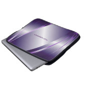 Lila, metallisches, glattes Stahlmuster Laptopschutzhülle (Vorne Knopf)