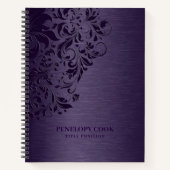 Lila Metallstruktur mit Lila Blumenspitze Notizblock (Vorderseite)