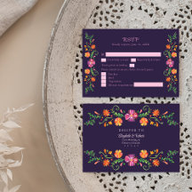 Lila mexikanische Fiesta Wedding RSVP Card