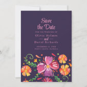 Lila mexikanische Lebensblüte Fiesta Save the Date Einladung (Vorderseite)