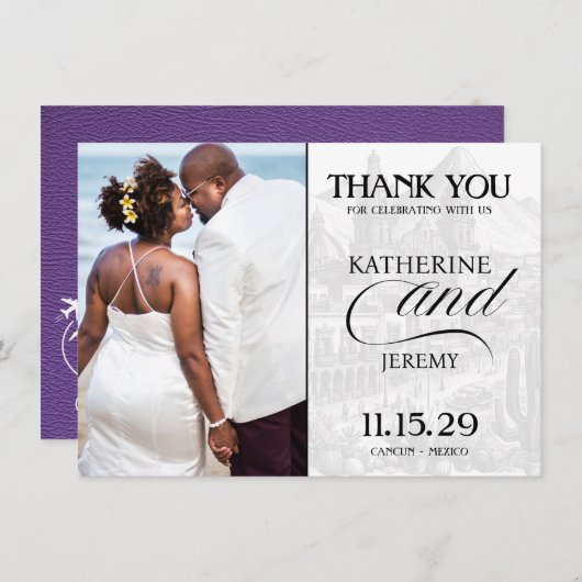 Lila Mexiko-Pass Dankeskarte (Vorne/Hinten)