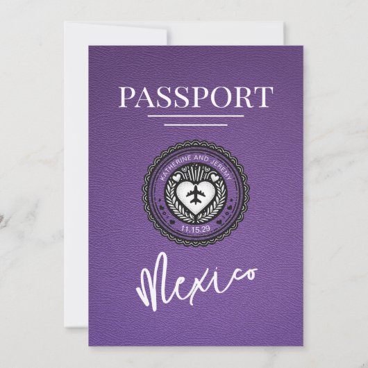 Lila Mexiko-Pass Einladung (Rückseite)