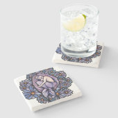 Lila Milchschlafhilfe Steinuntersetzer (Seitenansicht)