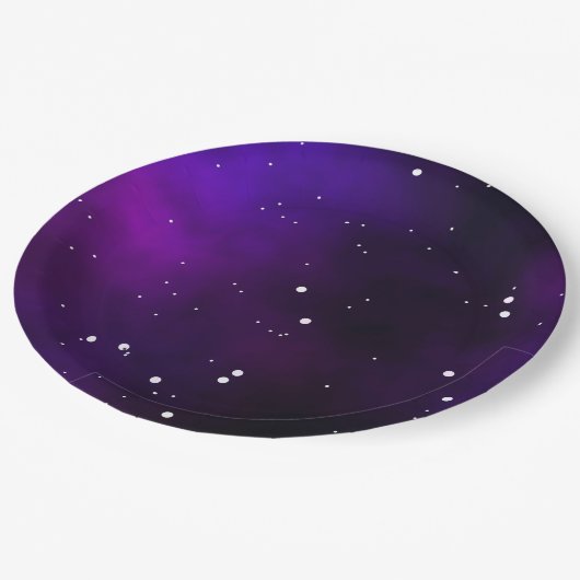 Lila Milchstraße Galaxy NightSky Geburtstag Pappteller (Schrägansicht)