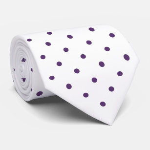 Lila Mini Polka Dot Muster auf Weiß Krawatte