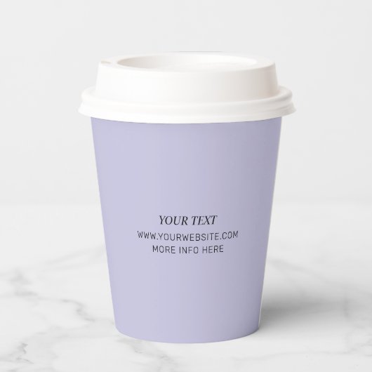 Lila Minimal-Business-Logo Pappbecher (Rückseite)