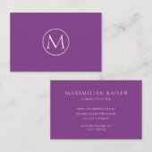 Lila Minimal Monogramm Visitenkarte (Vorne/Hinten)