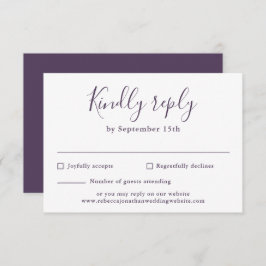 Lila minimale moderne Script-Hochzeitskarte RSVP Karte