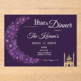 Lila-minimale Moschee-Ramadan-Iftar-Party Acryleinladungen