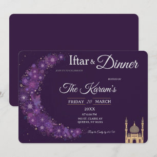 Lila-minimale Moschee-Ramadan-Iftar-Party  Einladung