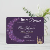 Lila-minimale Moschee-Ramadan-Iftar-Party Einladung (Stehend Vorderseite)
