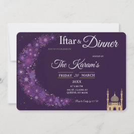 Lila-minimale Moschee-Ramadan-Iftar-Party Einladung