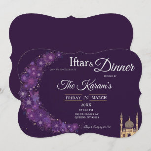 Lila-minimale Moschee-Ramadan-Iftar-Party Einladung