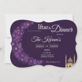 Lila-minimale Moschee-Ramadan-Iftar-Party Einladung