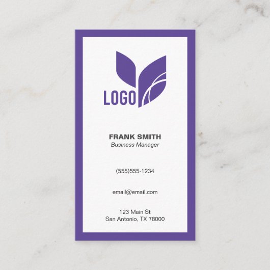 Lila Minimalistisch modern Visitenkarte (Vorderseite)