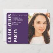 Lila minimalistisch moderner 3 Foto Abschluss Einladung (Rückseite)